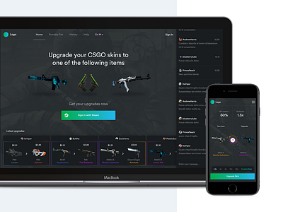 CS:GO skin exchange web app counter strike cs:go dashboard desktop exchange interface design responsive skins ui ux web web app