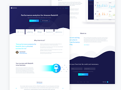 Intermix v2 cloud engineering intermix landing page redshift tech ui ux web design