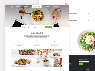 Hotel Park Restaurant booking clean home page hotel landing page minimal rooms ui ux web design website