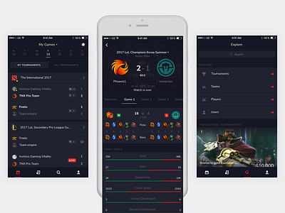 Upcomer app esports gaming illustration interface ios iphone mobile ui upcomer ux