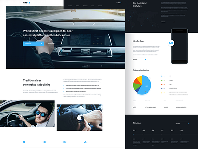 HireGo Home blockchain car crypto graph ico landing page sharing ui ux