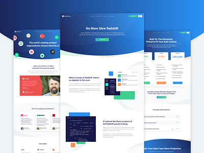 Intermix.io Other Subpages blue data gradient green infrastructure intermix landing page redshift server ui ux