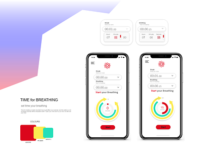 Time for Breathing breat colours exercise health mobile mobile ui play time uiux yoga yoga app