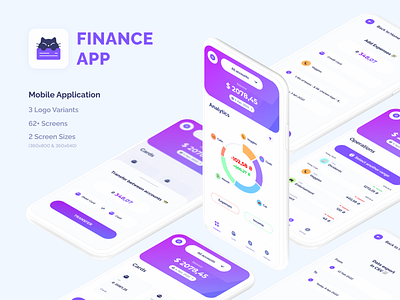 Finance App | Expence Tracker analytics app cat charts design expence finance gradient icon income logo mobile mobile app outcome stats tracker ui ux violet