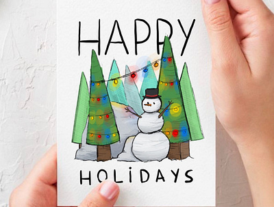 Happy Holidays greeting card illustration