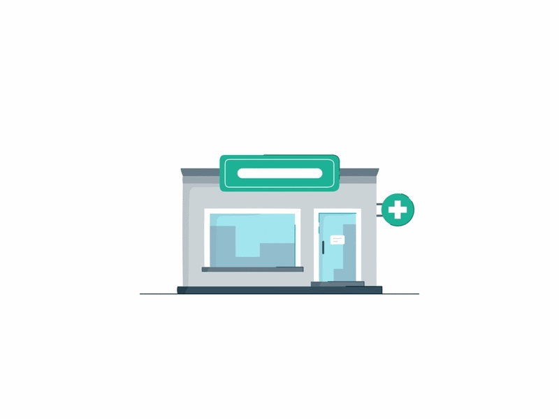 HealthCare Buildings architecture building colorful design gif health care icon illustration line medical medicine medicines patients pharmacy pills shipping