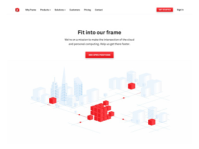 Frame Header buildings city communication flat gradient ilustration interface isometric landingpage location office position price street town ui ux vector web work workspace