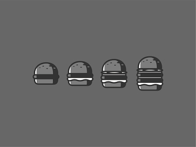 Burger Level Up american burger cheeseburger delicious drawing fast food flat food icon set icons illustration illustrator level up leveling line meat minimal recipe vector