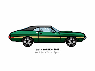 Gran Torino car design dots engine fast ford torino icon iconic movies car illustrator line motorsport outline speed steel truck vector vehicle