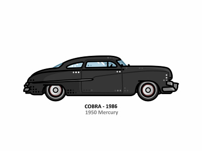 Cobra 1986 1950 mercury american action film car cobra 1986 cobra movie design dots engine george p. cosmatos icon iconic illustrator line movies outline speed steel vector vehicle