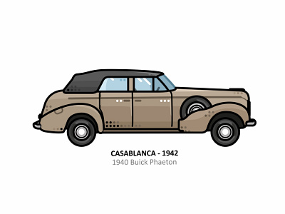 Casablanca 1942 1940 buick phaeton action american car design dots engine film icon iconic illustrator line movie movies outline speed steel vector vehicle