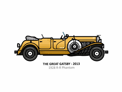 The Great Gatsby 1928 r-r phantom 1928 r-r phantom auto car design dots engine film icon iconic illustration line movie outline speed sport steel vector vehicle