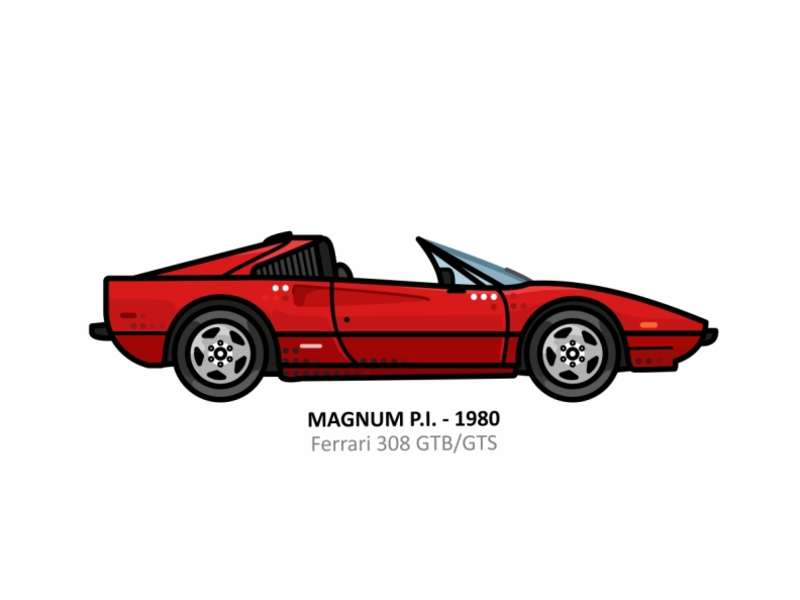 Magnum P.I. action auto car design dots engine film icon iconic illustration line movie outline speed sport steel vector vehicle