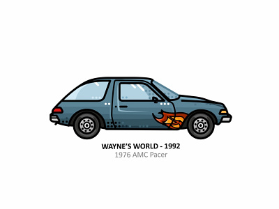 Wayne's World car action auto car car app design dots engine film icon iconic illustration line movie outline speed sport steel vector vehicle