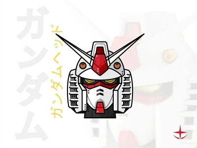 Gundam Head branding character design future head hero illustration japan line art manga mecha mobile suit modern outline robot sacred syfy vector