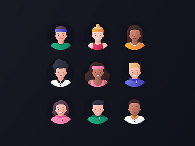 Arete Avatars avatars characters colorful design diversity expression head icon set illustrations man people portrait product profile team vector web website woman
