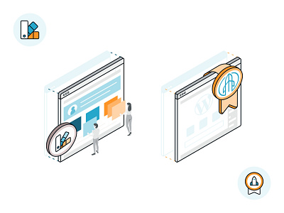 Themes & Certification app automation branding code data transver design dynamic inteface isometric isometric art message mobile servers static technology uiux user website