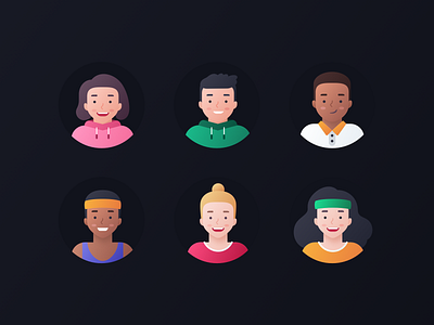 Arete Avatars avatars characters colorful design diversity expression head icon set illustrations man people portrait product profile team vector web website woman