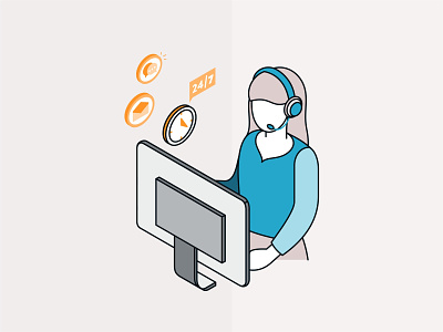Support call call center character conversation customer design flat friendly illustration isometric operator partnership phone provider service support team teamwork vector woman