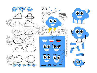 Cloud sketch 2d art avatar cartooning cartoons character concept create cute design draw drawing emoji face game art illustration sketch smile vector