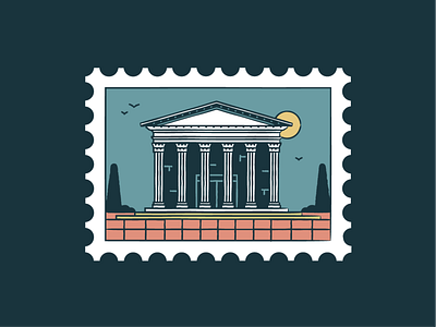 The Pantheon architecture badge buildings card graphic icon icon set iconography italy landmark monuments pantheon rome sunset symbol tourism travel wonder world