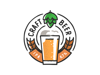 Craft Beer badge alcohol badge beer brand branding brew brewery craft craft beer design hops identity illustration ipa label logo plant symbol type typography