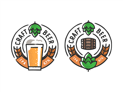 Craft Beer logo alcohol badge beer brand branding brew brewery craft craft beer design hops identity illustration ipa label logo plant symbol type typography
