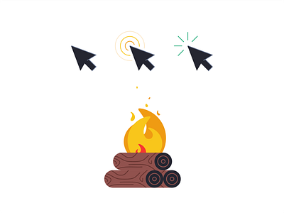 Arrow & Fire 2d animation arrow branding camp campfire design fire icon set icons illustration minimal outline pointer simple stickers vector warm web