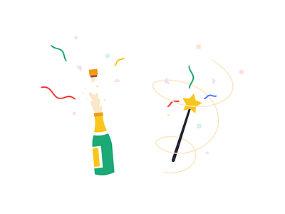 Champagne & Magic wand 🍾✨ 2d animation bottle branding celebration design icon set icons illustration magic magic wand magician minimal outline party simple stickers vector web