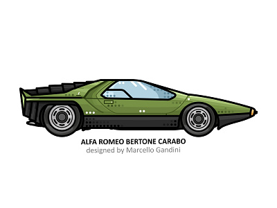 Alfa Romeo Carabo action american car design dots engine fast film futuristic icon iconic illustrator line outline speed steel vector vehicle