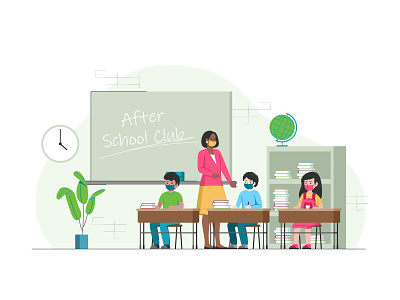 After School Club app chat childrens class collaboration coworking design education icon set landing learning lesson masks page parents peoples school team user web