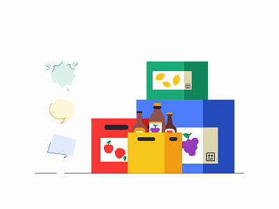 Boxes 🍎🍇🍋🍾📦 2d animation apple box boxes branding chat container delivery design fruits icon set icons illustration message outline packaging simple vector web