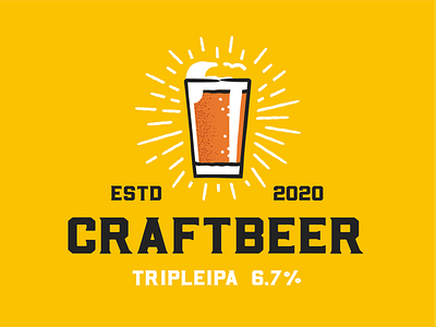 Craft Beer yellow alcohol badge beer brand branding brew brewery craft craft beer design font hops identity illustration ipa label logo symbol type typography