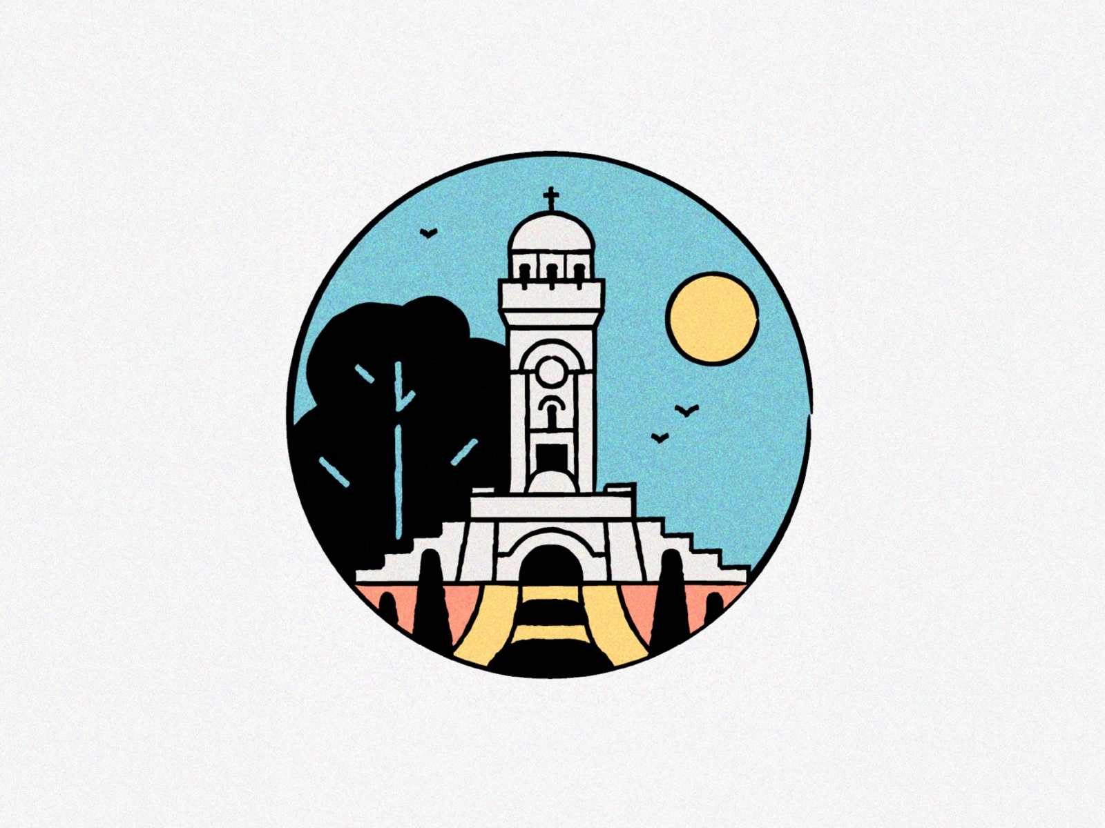 Čegar badge brush bubanj buildings cegar city design fortres illustration memorial monument nature nis old outdoor outline postmark procreate