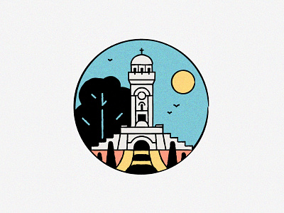 Čegar badge brush bubanj buildings cegar city design fortres illustration memorial monument nature nis old outdoor outline postmark procreate