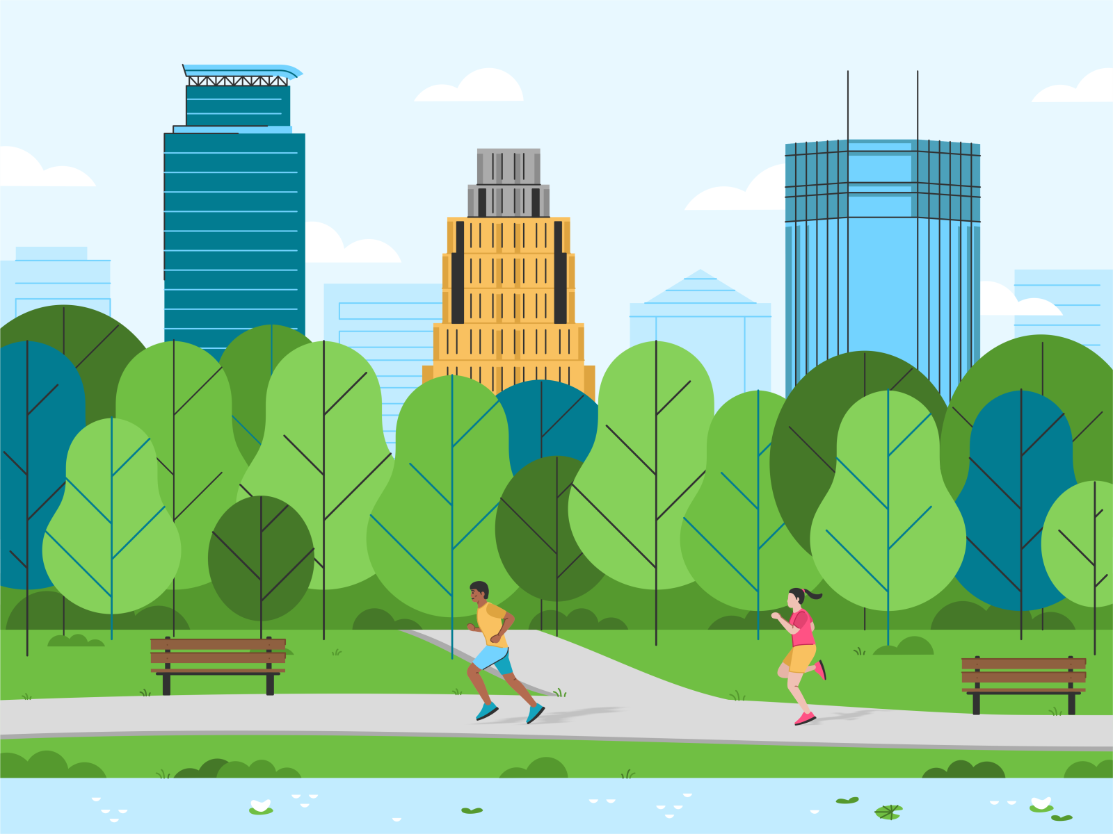 Minneapolis 🏙️ america buildings capella tower characters city color ids tower illustration lake michigan landscape line art park running skyline town tree usa vector wells fargo center minneapolis