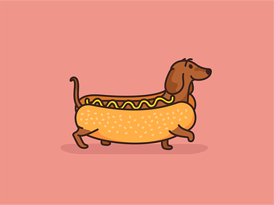 Hot Dog Dachshund animal branding cartoon character creative cute dachshund design dog hotdog icon icon set illustration logo mascot pet sticker vector wiener