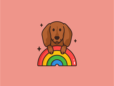 Rainbow Dachshund animal branding cartoon character creative cute dachshund design dog hotdog icon icon set illustration logo mascot pet sticker vector wiener