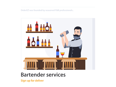 Bartender 2d bar baristas bartender branding character character design cocktail design flat illustration job nightclub services vector web