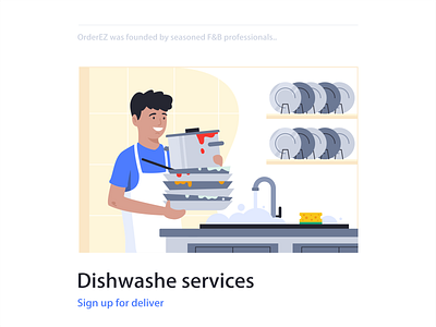 Dishwasher 2d branding character character design clean design dishes flat illustration job kitchen services vector washing web