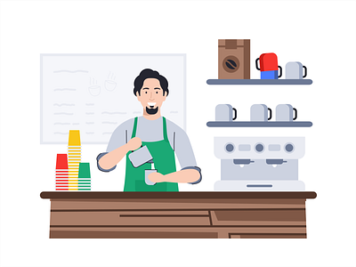 Cafe Worker 2d animation barista box branding coffee container design drink espresso icon set icons illustration market marketplace outline restaurant shop vector web