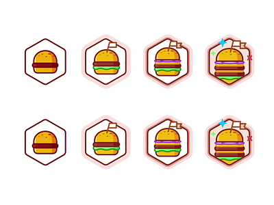 Review a Burger achievement american burger animation badge cheeseburger delicious fast food food icon set icons illustration illustrator level up leveling line meat minimal vector