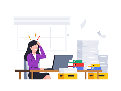 Stress at Work 2d at work design face flat icon set illustration messages mobile notification outline people peoples shape team technology woman workers