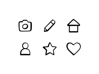 TBC Icons badge black branding camera design heart house icon set icons illustration interface outline pen photo screen star symbol ui ux user web