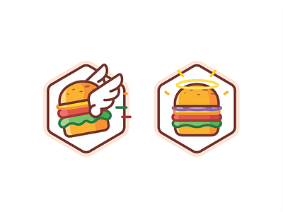 Burger badge achivement animation award badge brand branding burger design fly flying food holy icon icon set icons illustration line minimal outline vector
