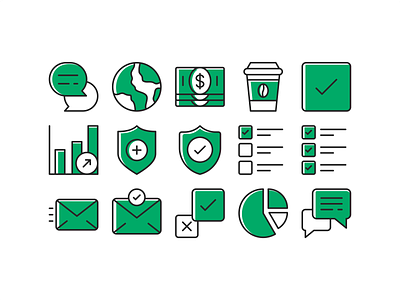 Green Icon set app branding design essentials figma icon icon set icon system iconography icons iconset illustration line outline pack packing sketch ui ux vector web