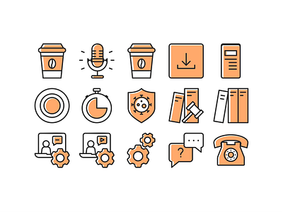 Orange Icon set app branding design essential figma icon icon set icon system iconography icons illustration line outline pack packing sketch ui ux vector web