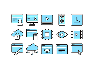 Blue Icon set app branding design essential figma icon icon set icon system iconography icons iconset illustration line outline pack packing sketch ui ux vector web