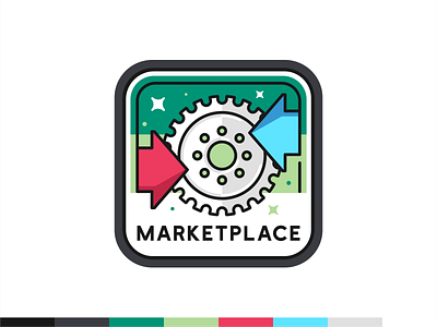 Marketplace badge arow badge branding cog data design digital font icon icon set illustration logo marketplace science social typo ui ux vector web