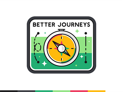 Better Journeys badge badge branding compas design icon icon set illustration journey logo mark outdoors road travel trip typography ui ux vector